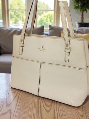 kate spade cream pebbled leather tote